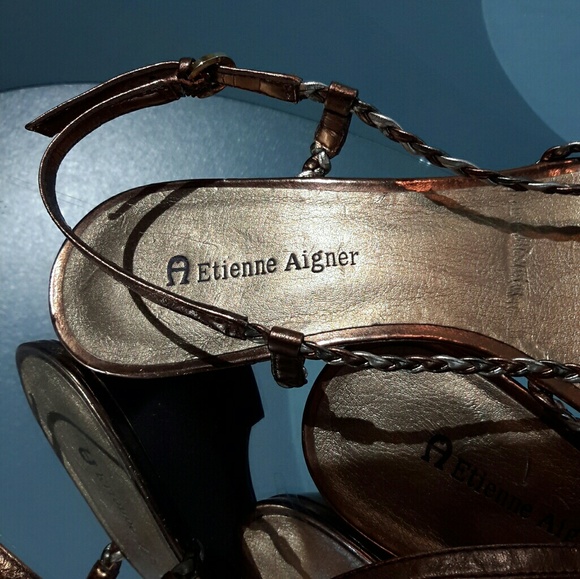 Etienne Aigner bronze and silver sandals - Picture 8 of 8